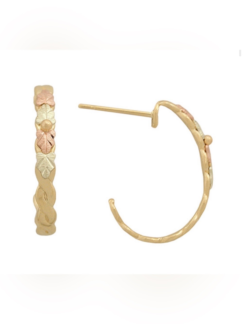 Black Hills 10k Gold Braided Hoop Earrings - Vintage